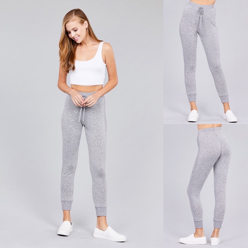 Heather Grey Brushed Hacci Joggers
